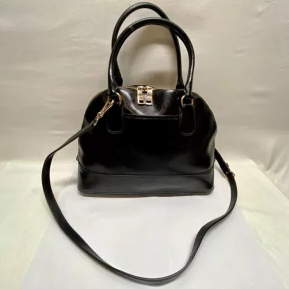 Coach Cora F36703 Patent Crossgrain Leather Black Gold Convertible Shoulder Bag - Picture 3 of 16